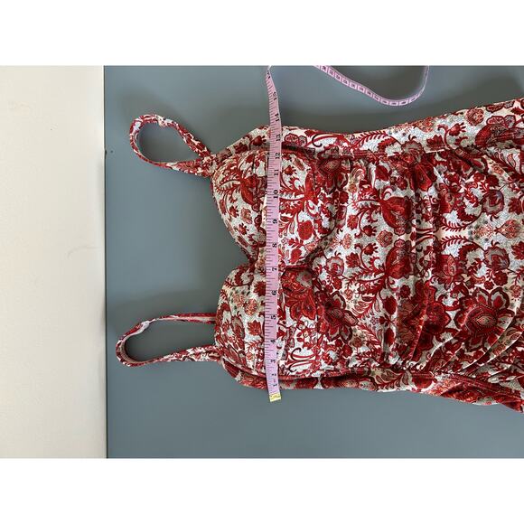 Unbranded womens one piece bathing suit size S red print built in bra - Picture 7 of 8